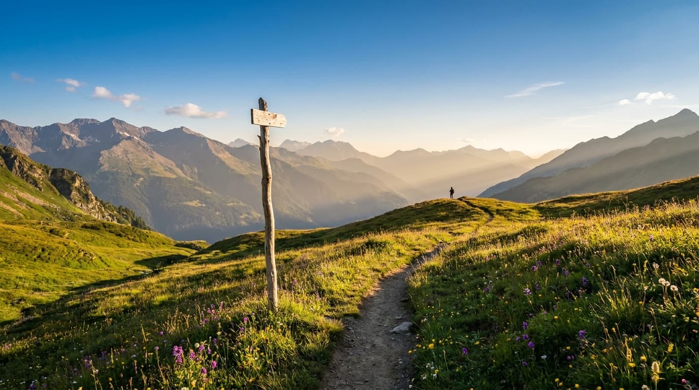 Wanderweg im Safiental mit Bergpanorama